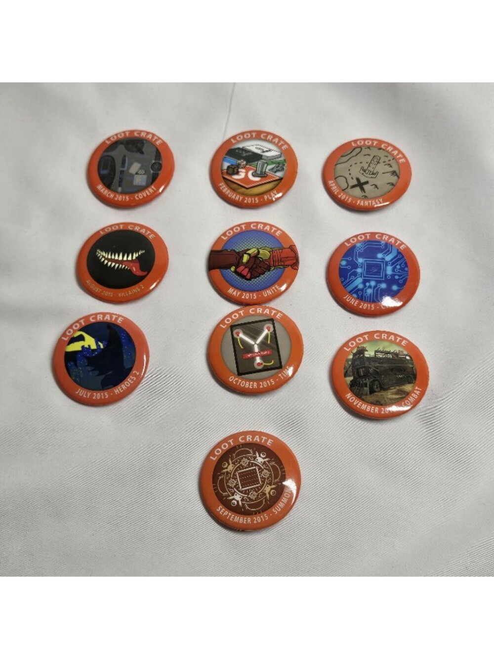 Lot Of 10 Lootcrate Button Pins Collectable Assorted 2015